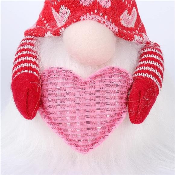 2 Pcs Valentine Gnomes with Lights, Handmade Swedish Tomtes Elf Valentine's Day - Picture 7 of 7